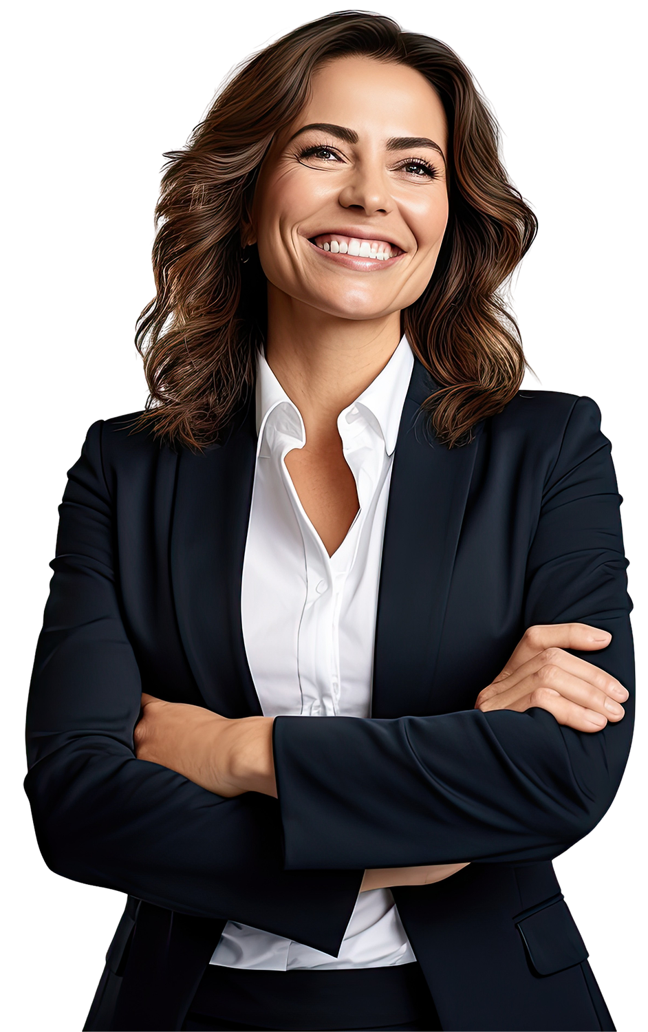 elegancka kobieta w stroju biznesowym uśmiecha się